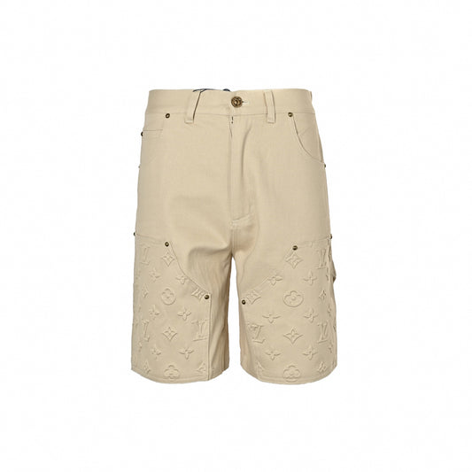Embossed Monogram Carpenter Shorts | Beige
