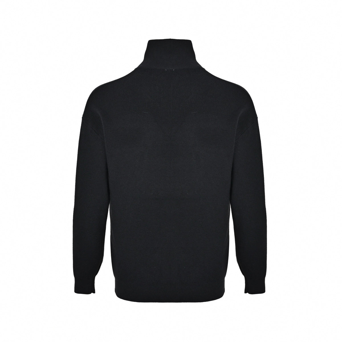 FF Patch Half-Zip Ribbed Knit Wool Jumper in Black & Yellow