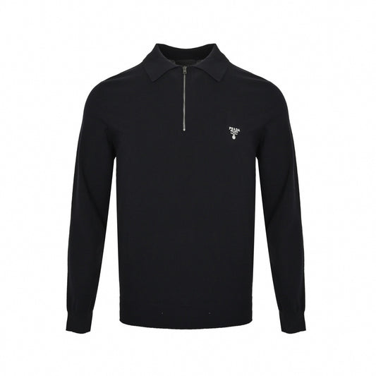 Logo-Embroidered Quarter-Zip Polo | Navy