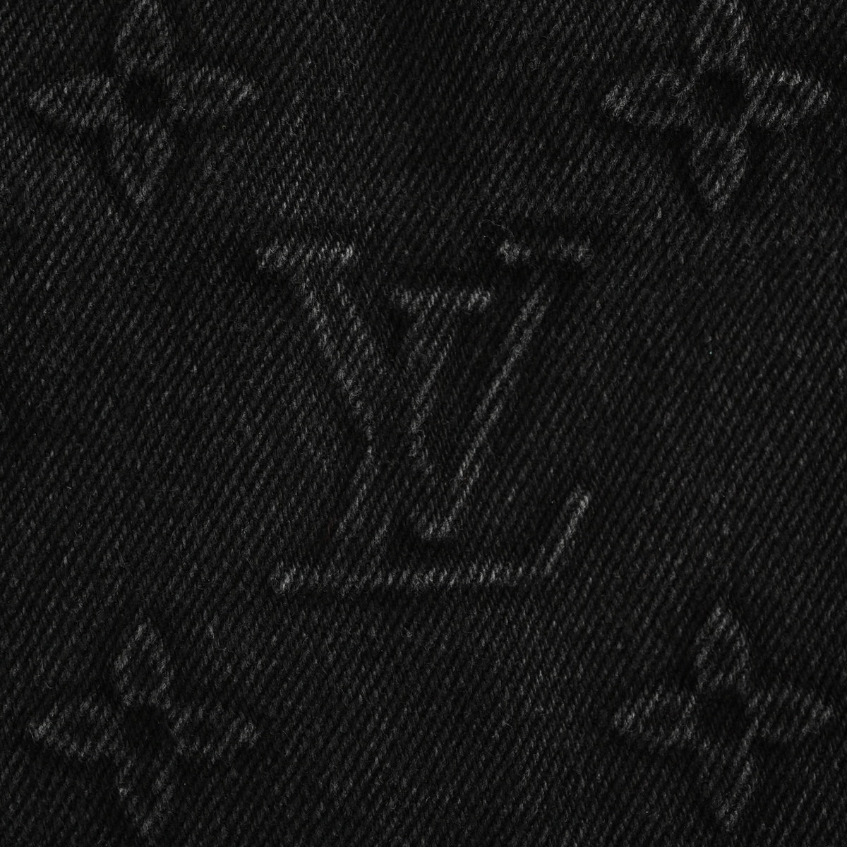 Monogram Panel Washed Denim Jacket in Black