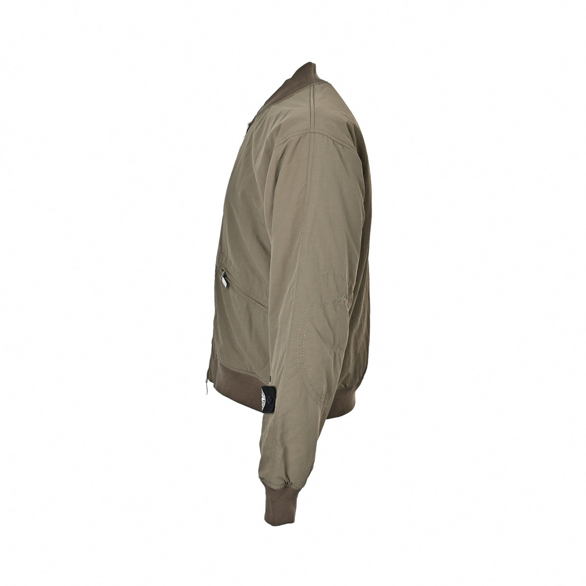 Nylon Satin Bomber Jacket in Khaki Taupe
