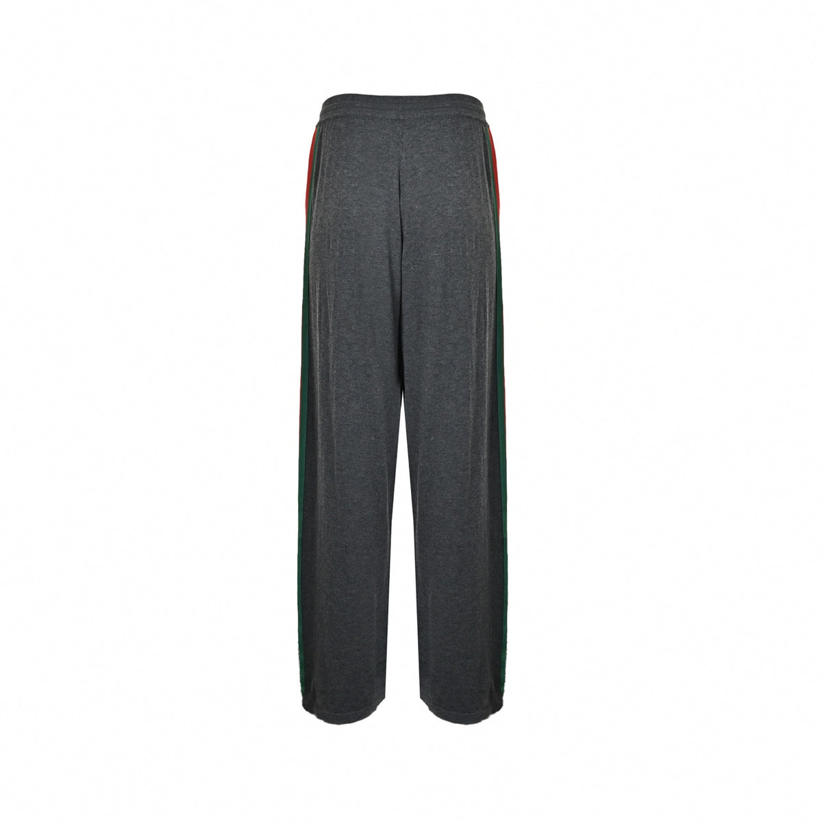 Web Stripe Wool Wide-Leg Track Pants in Charcoal Grey