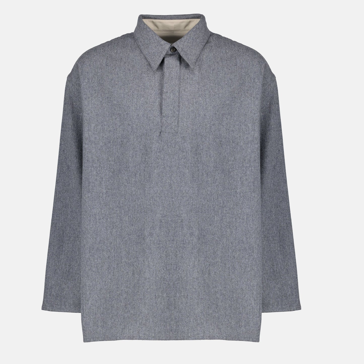 Gray Wool Polo Shirt