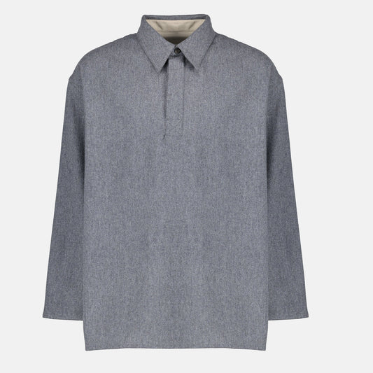Gray Wool Polo Shirt