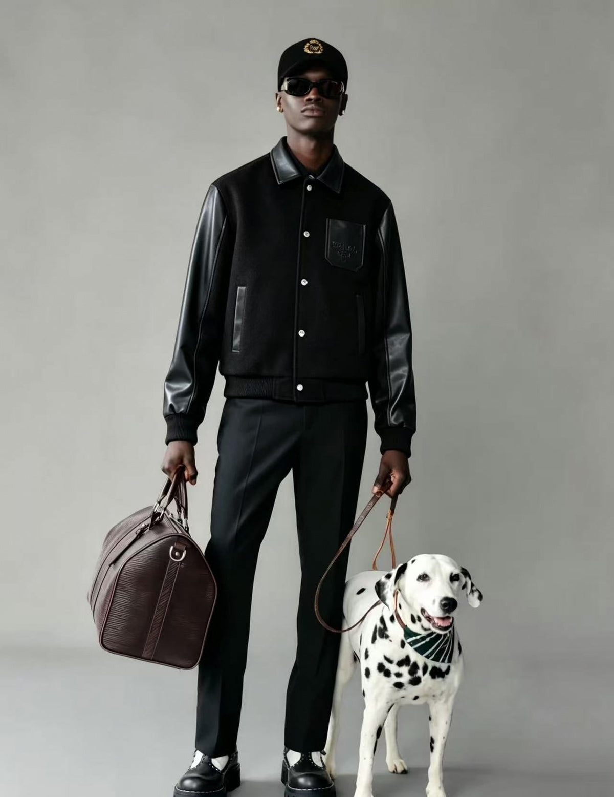 Mixed-Media Wool & Leather Varsity Jacket