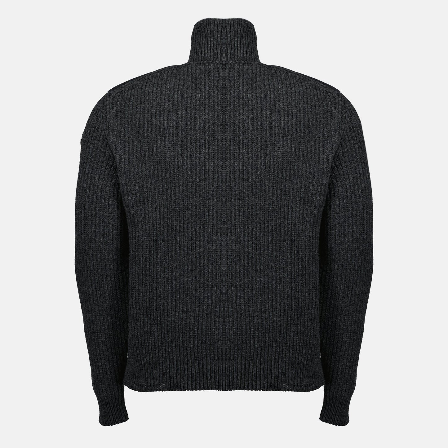 Gray Quilted Wool Zip Cardigan