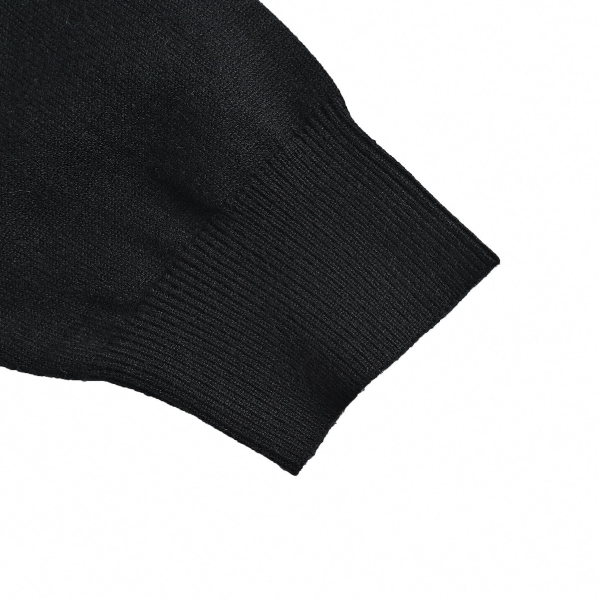 Enamel Triangle Logo Full-Zip Wool Knit Cardigan in Black