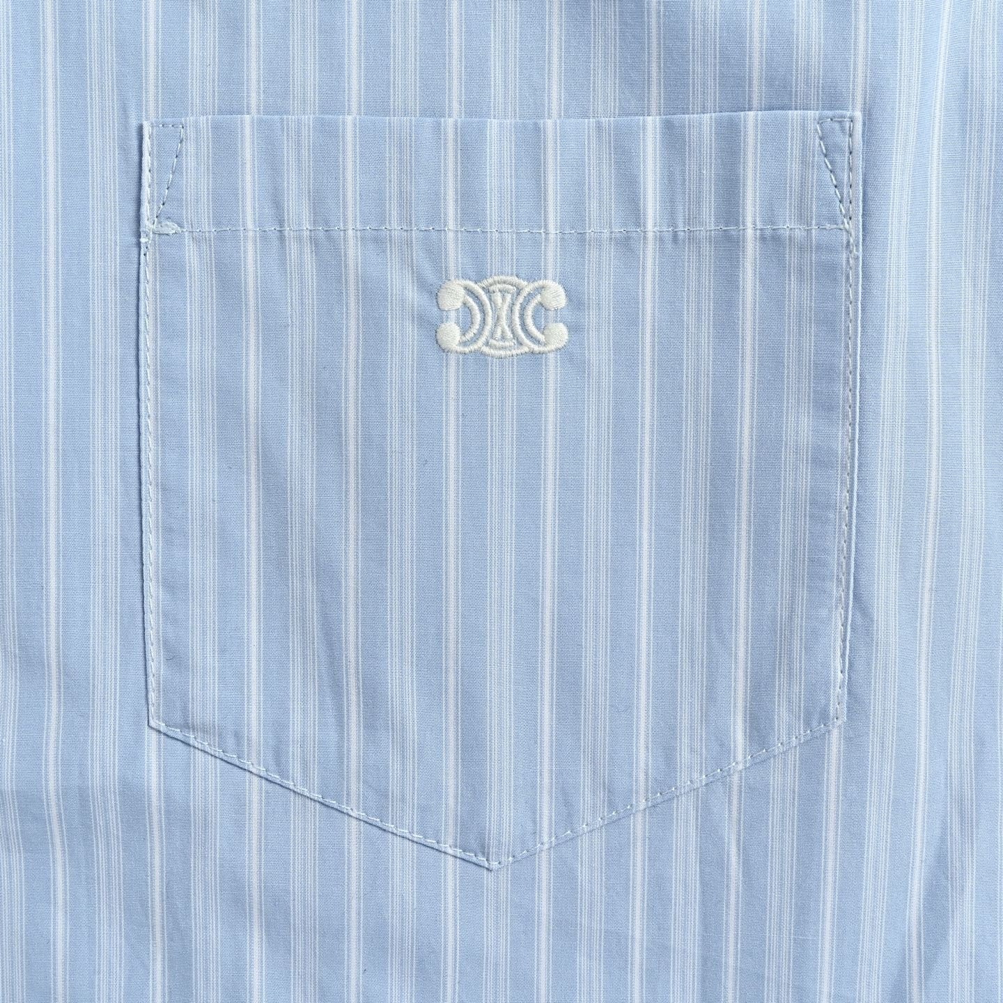 Striped Camp Collar Short-Sleeve Shirt | Light Blue