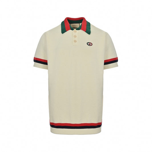 Web Stripe Ribbed Knit Polo