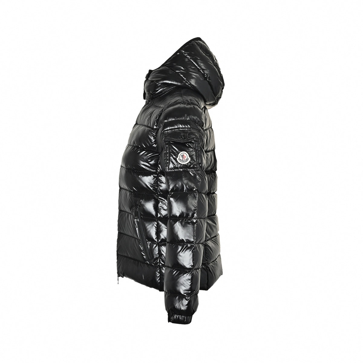 Maya Hooded Short Down Puffer Jacket in Glossy Black