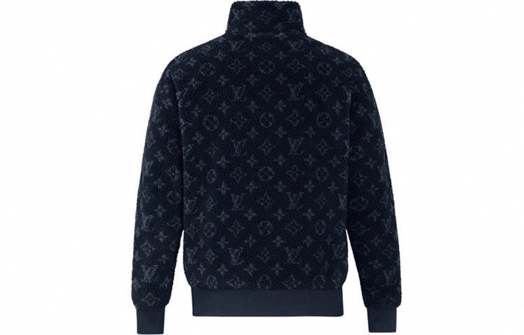 Monogram Fleece Zip-Up Jacket | Navy