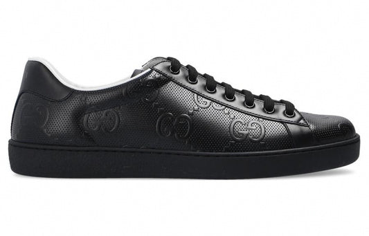 Embossed GG Perforated Leather Sneakers | Black
