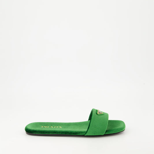 Green Velvet Sandals