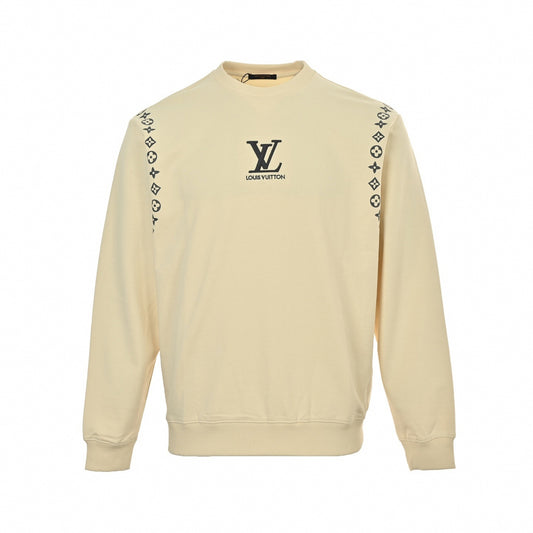 Embroidered Monogram Sleeve Sweatshirt | Cream