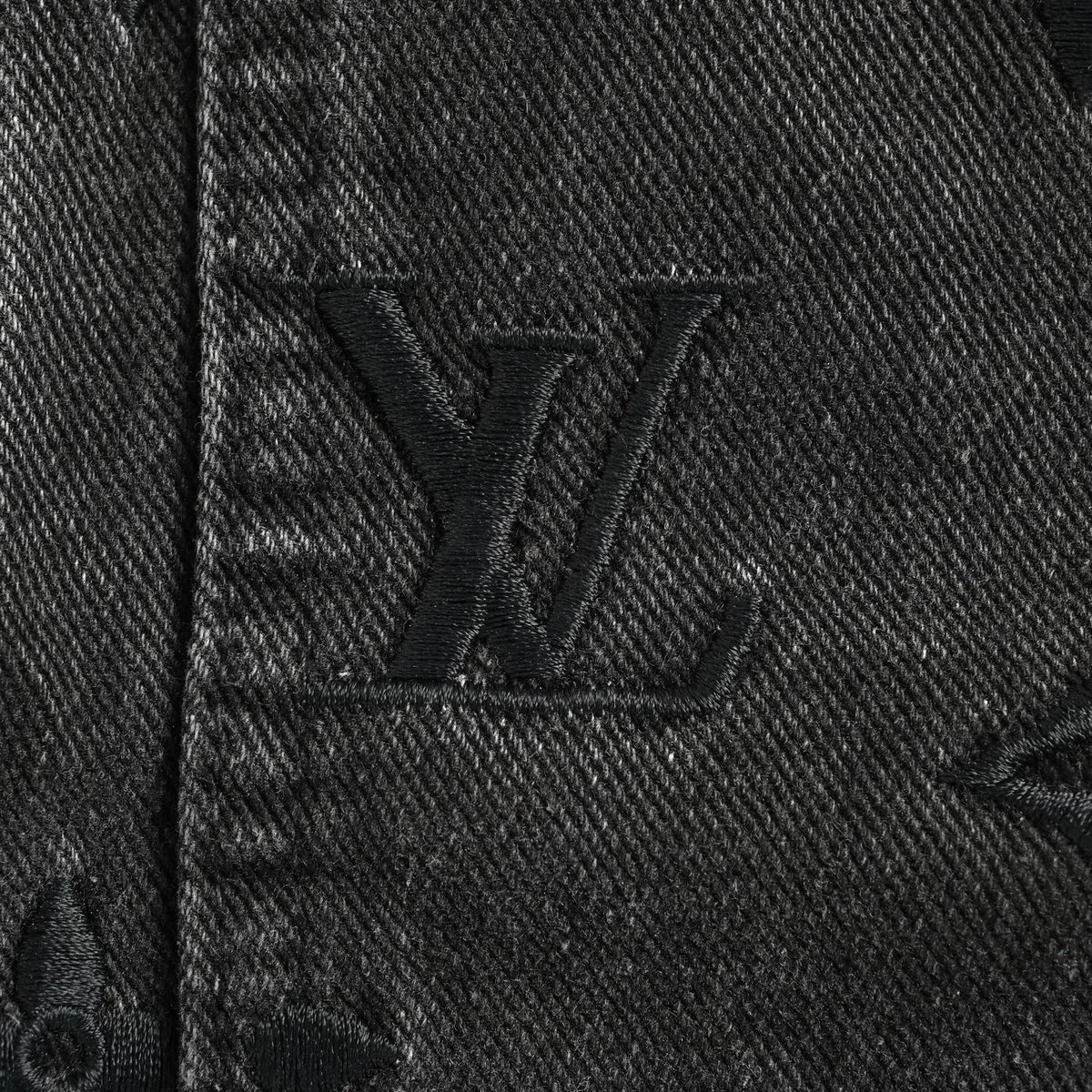 Embroidered Monogram Gradient Denim Jacket - Black/Light Blue