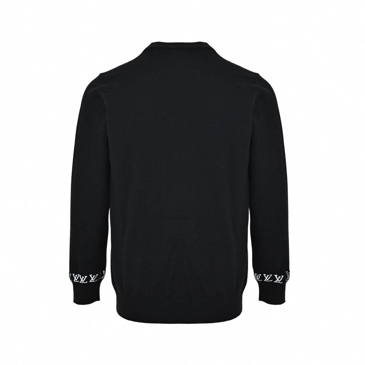 'Marque L.Vuitton Déposée' Intarsia Crewneck Sweater in Black