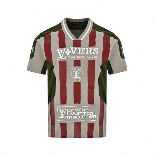 V Lovers Knit Football Jersey - Grey/Red