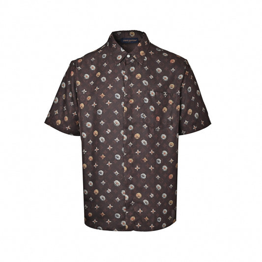 Botanical Monogram Short-Sleeve Shirt - Brown