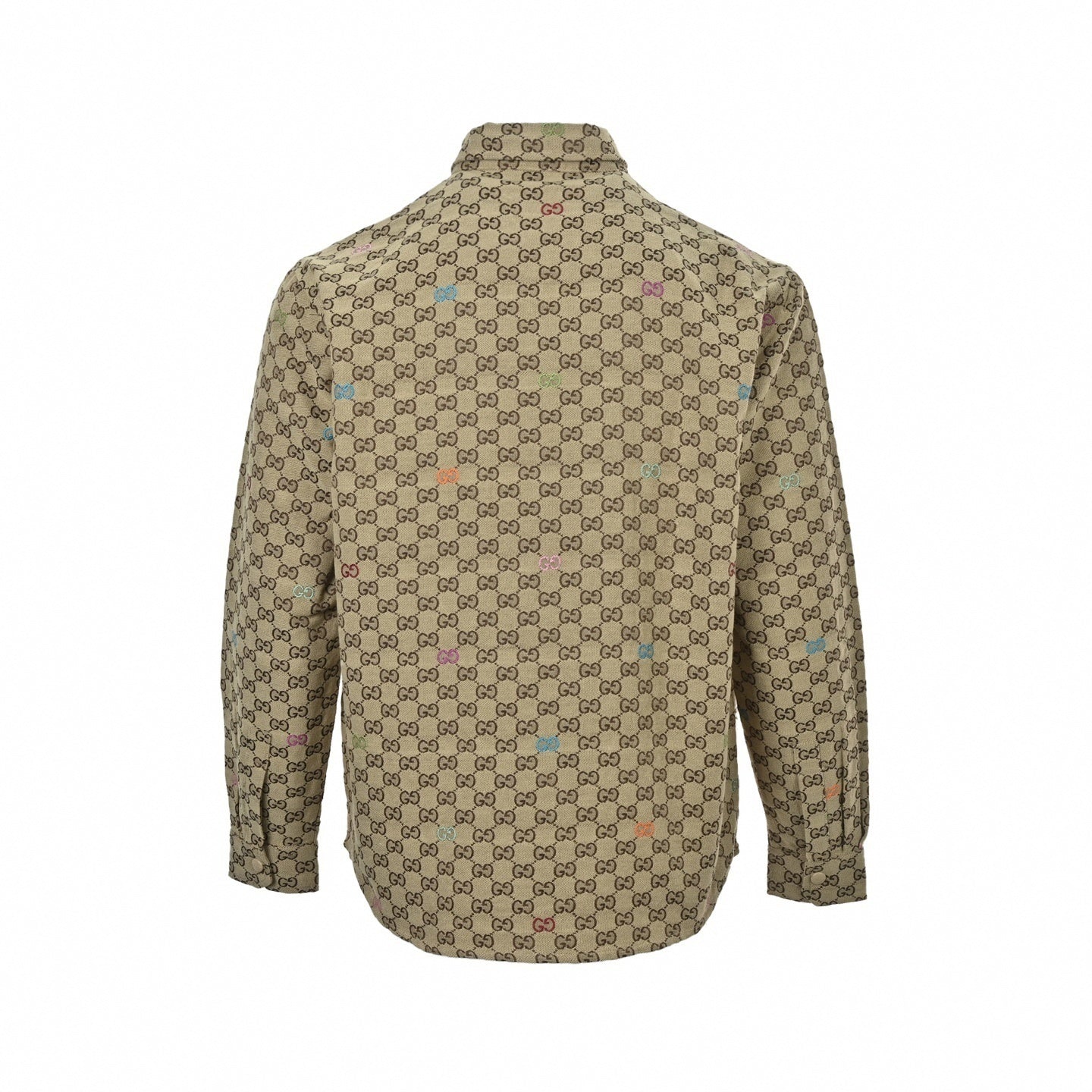 Colorful GG Embroidery Canvas Jacquard Overshirt | Beige