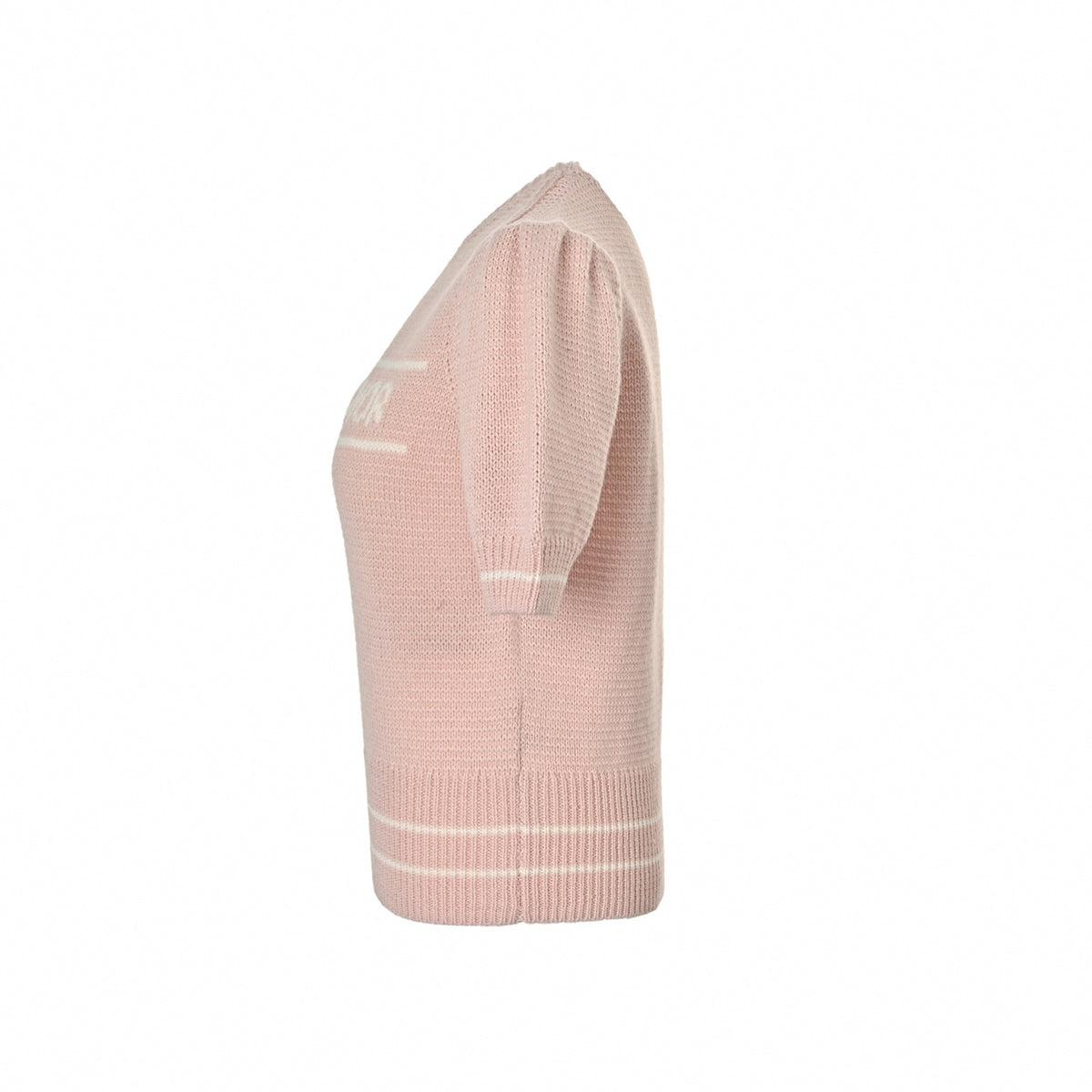 Logo Intarsia Short-Sleeve Sweater - Pink