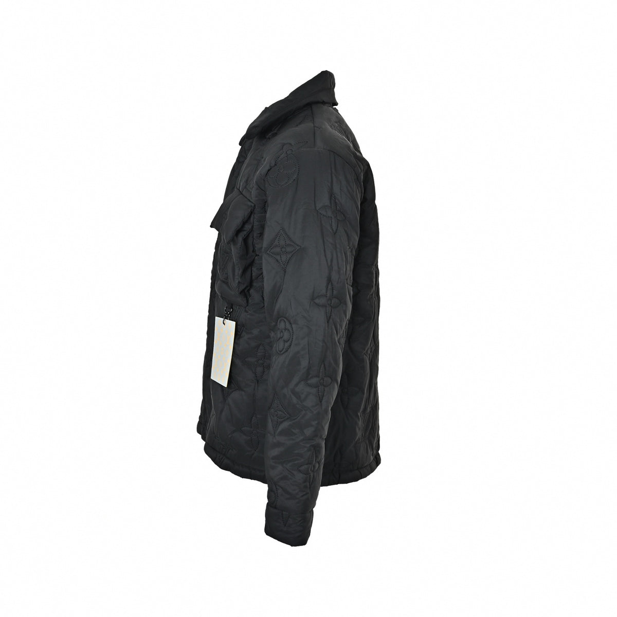 Monogram Quilted Utility Overshirt Jacket in Black
