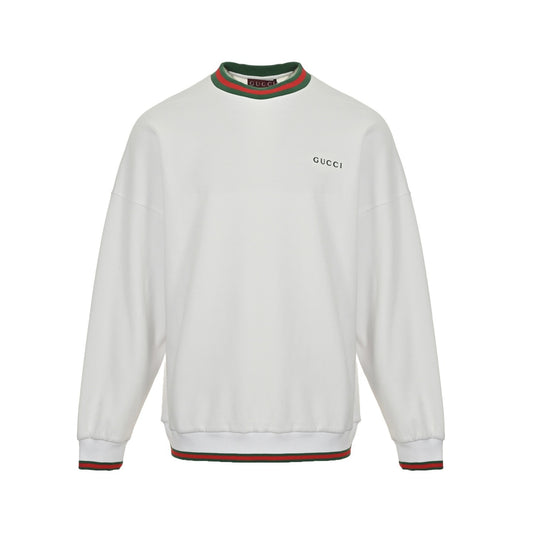 Embroidered Logo Web Trim Sweatshirt | White
