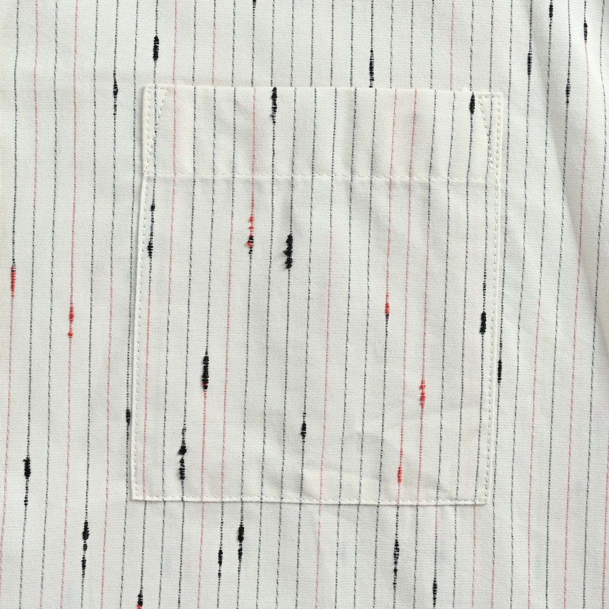 Textured Fil-Coupé Pinstripe Shirt with Pearl Cuffs in Off-White