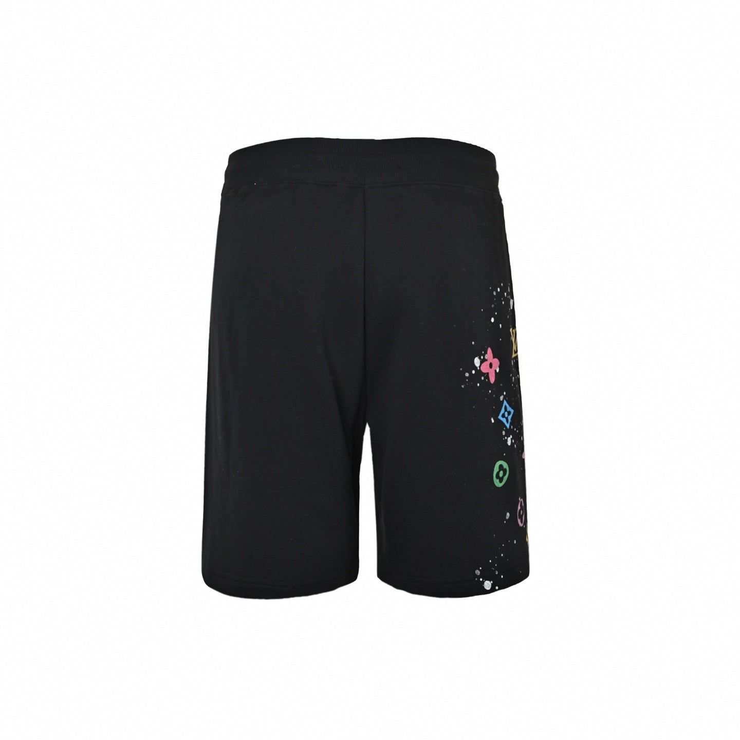 Monogram Paint Splatter Shorts - Black