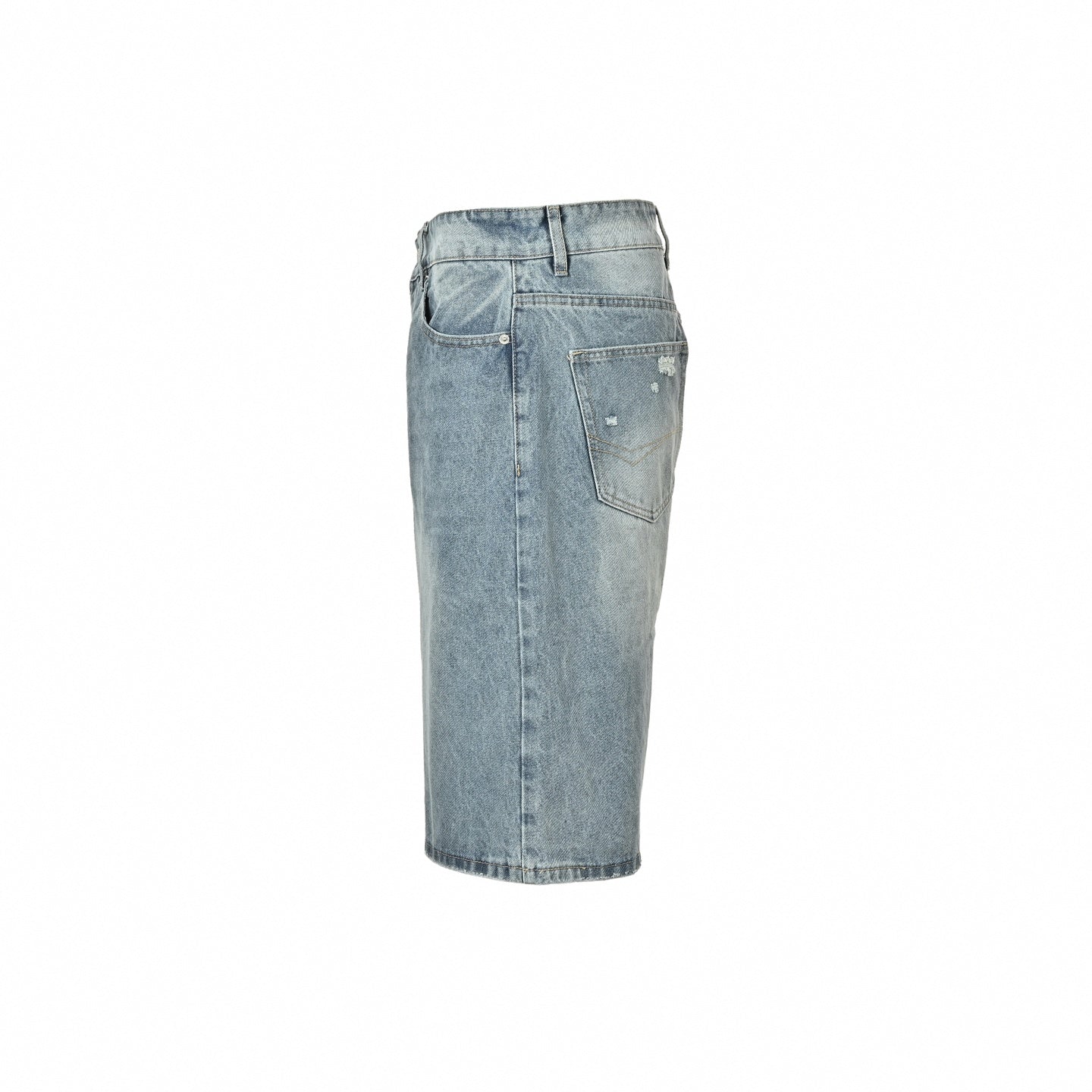 Oversized Distressed Denim Shorts | Light Blue Wash