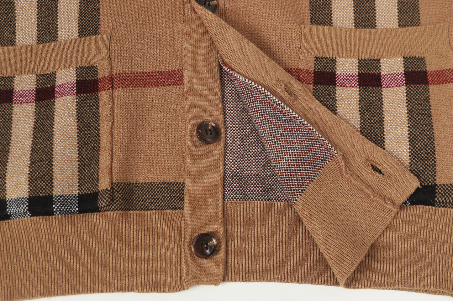 Giant Check V-Neck Cardigan | Archive Beige