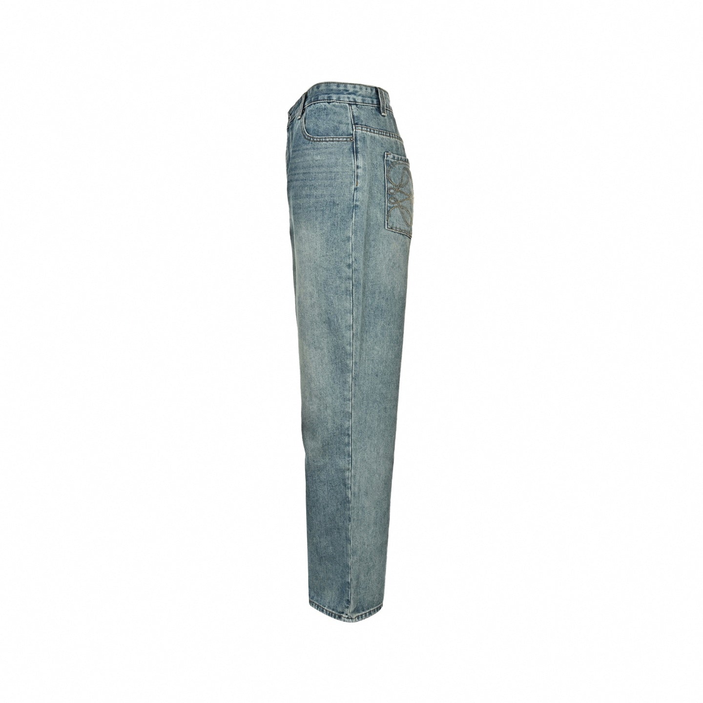 Anagram Embroidered Jeans - Light Vintage Blue