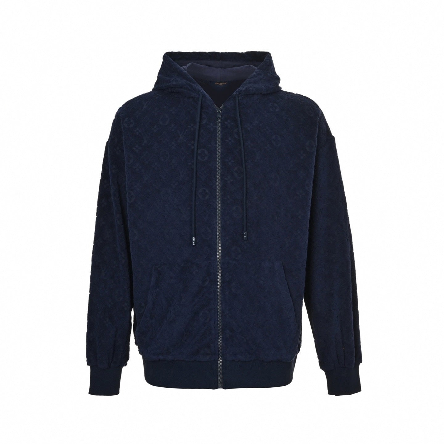 Monogram Toweling Zip-Up Hoodie | Navy