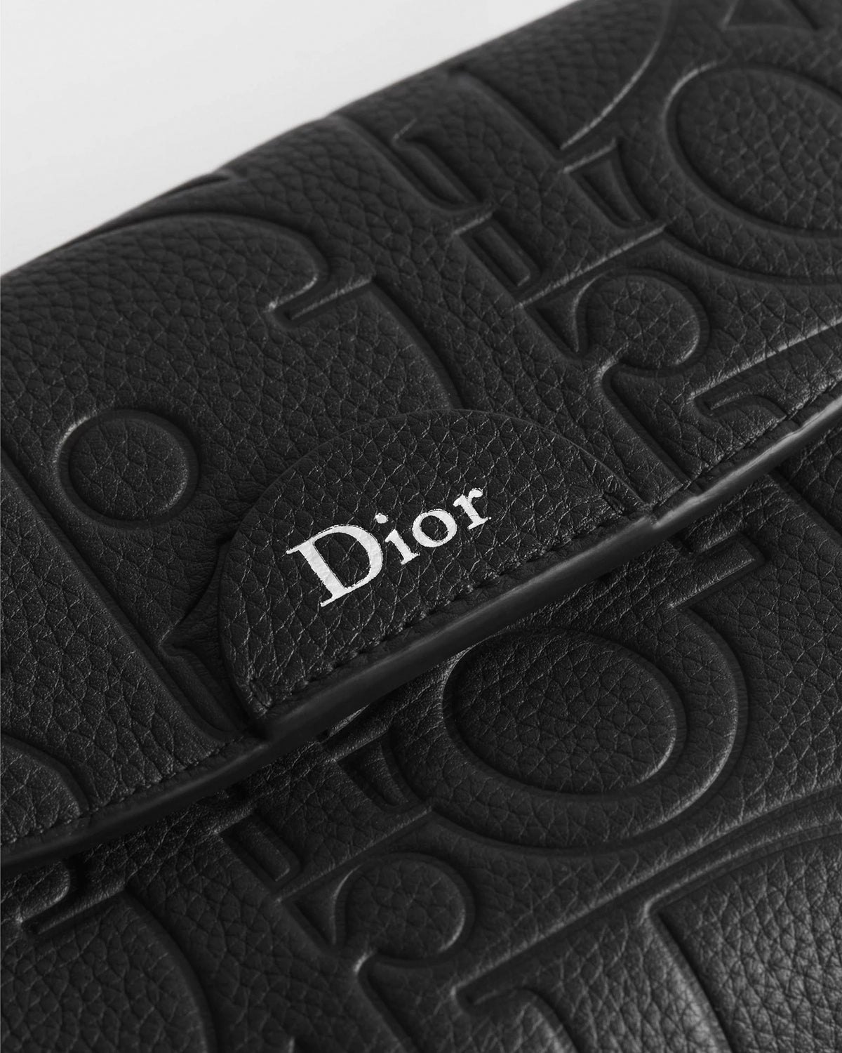 Mini Jett Flap Messenger Bag in Black Dior Gravity Grained Leather