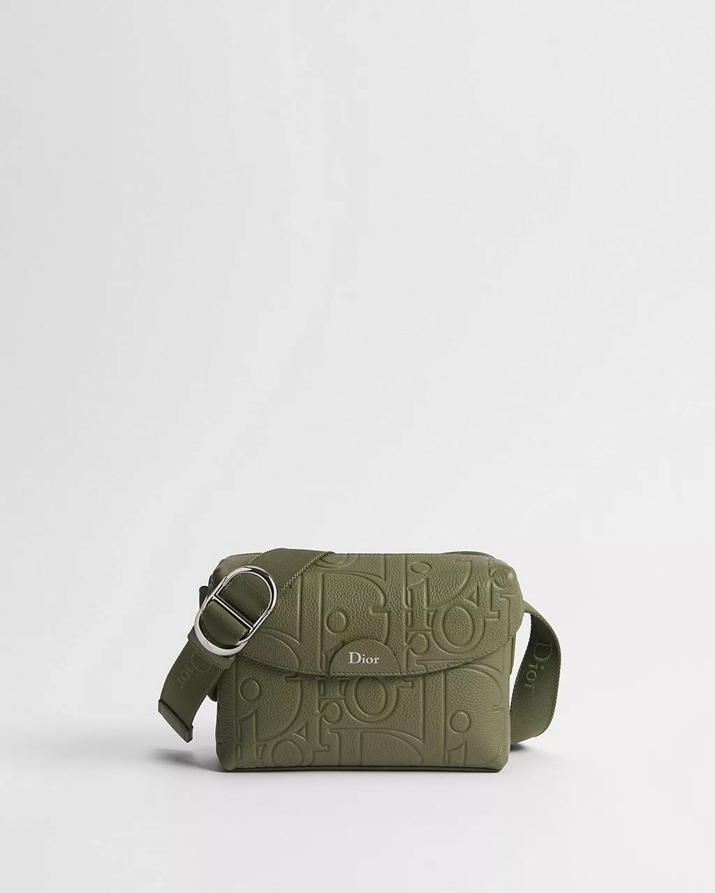 Mini Jett Flap Messenger Bag in Khaki Dior Gravity Grained Leather