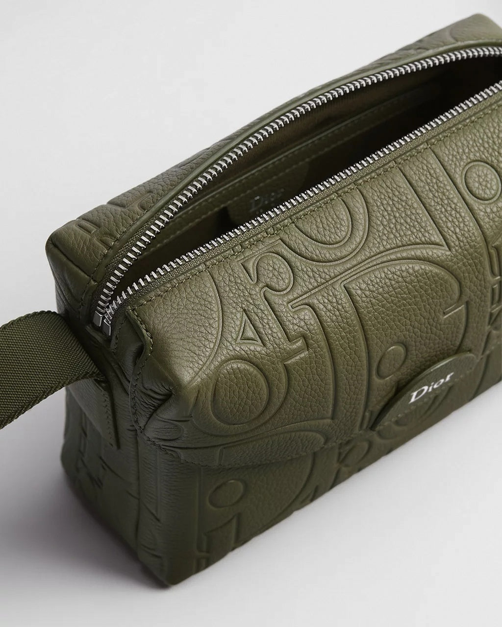 Mini Jett Flap Messenger Bag in Khaki Dior Gravity Grained Leather