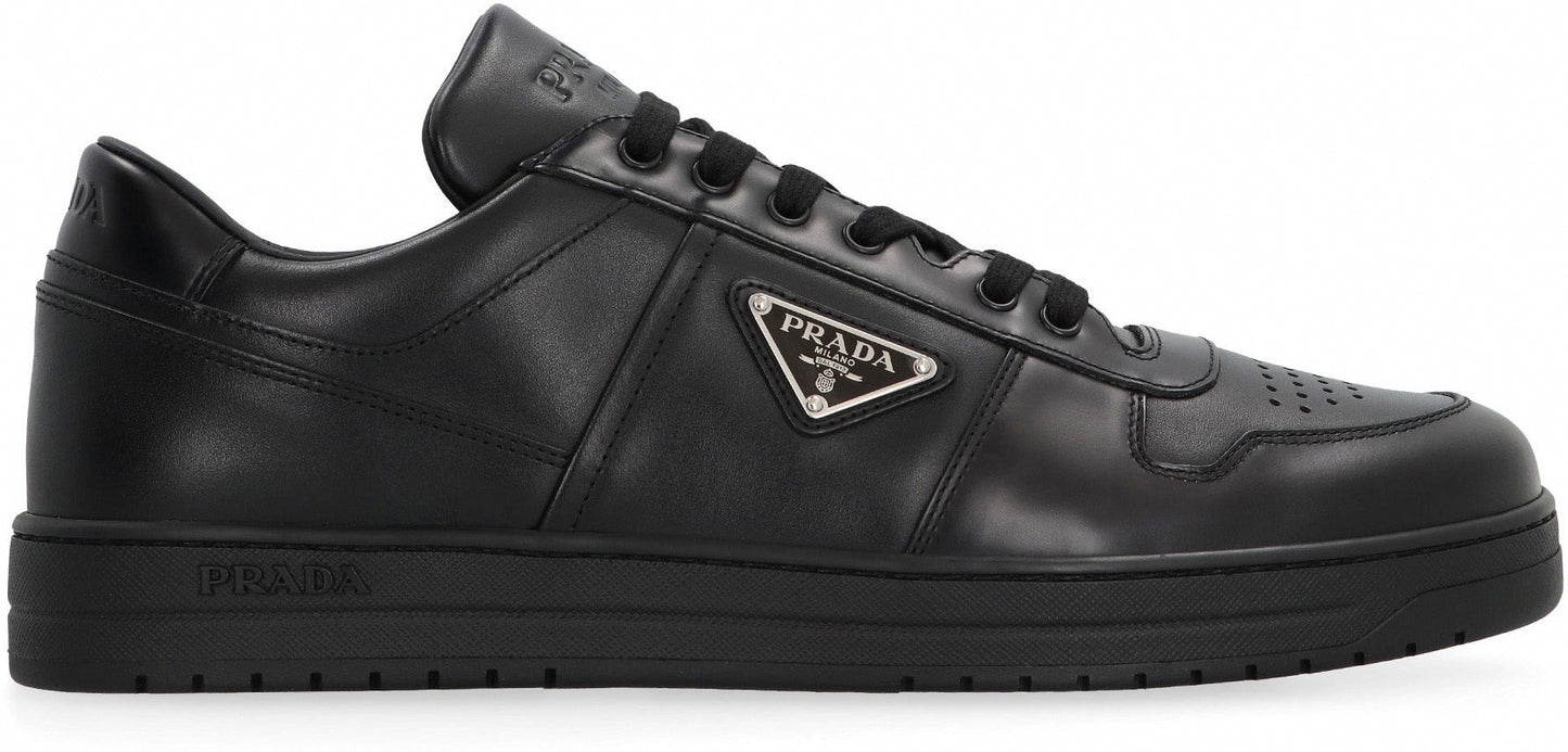 Leather Triangle Logo Sneakers | Black