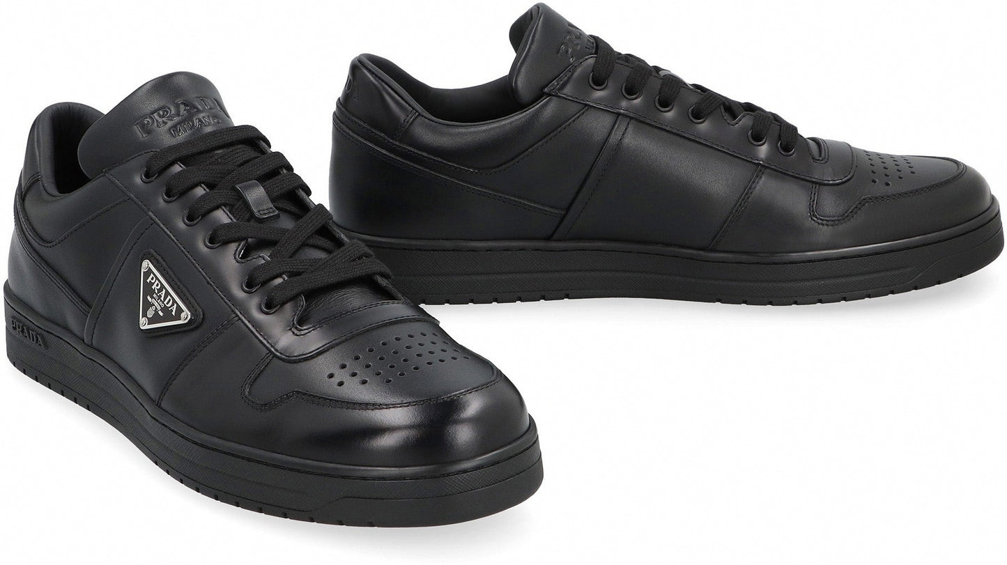 Leather Triangle Logo Sneakers | Black