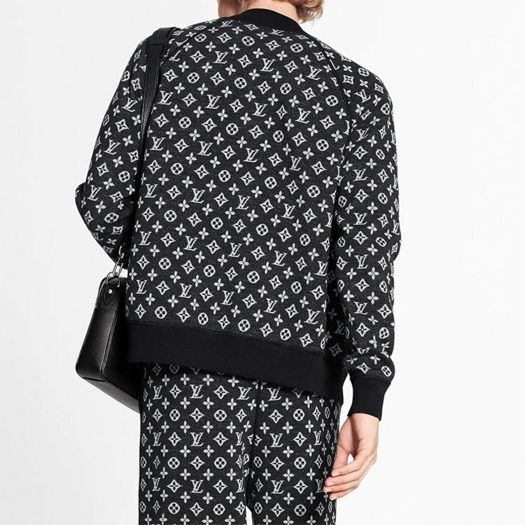 Monogram Jacquard Zip-Up Jacket | Black
