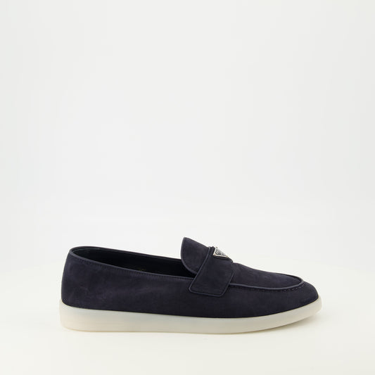 Navy Blue Suede Loafers