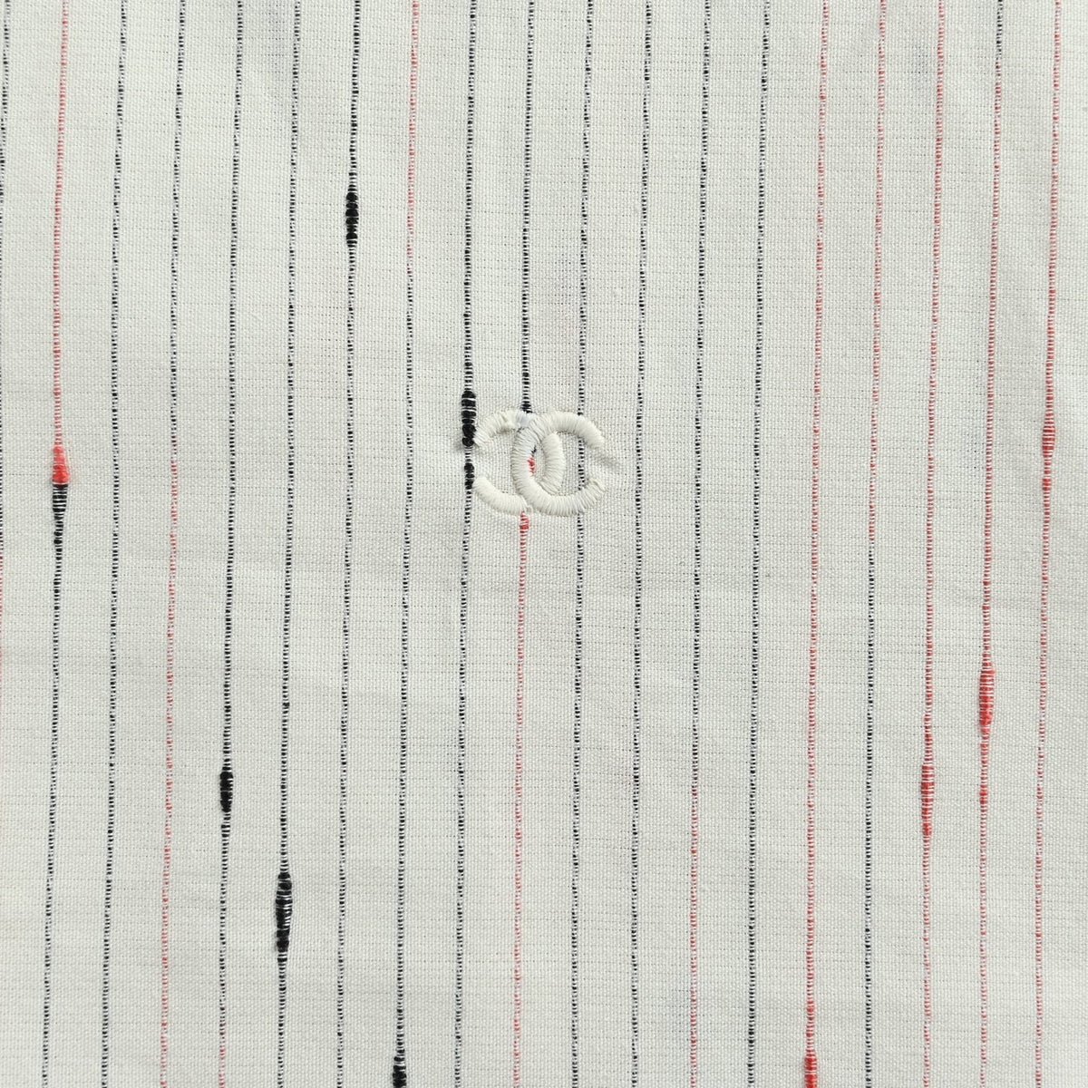 Textured Fil-Coupé Pinstripe Shirt with Pearl Cuffs in Off-White