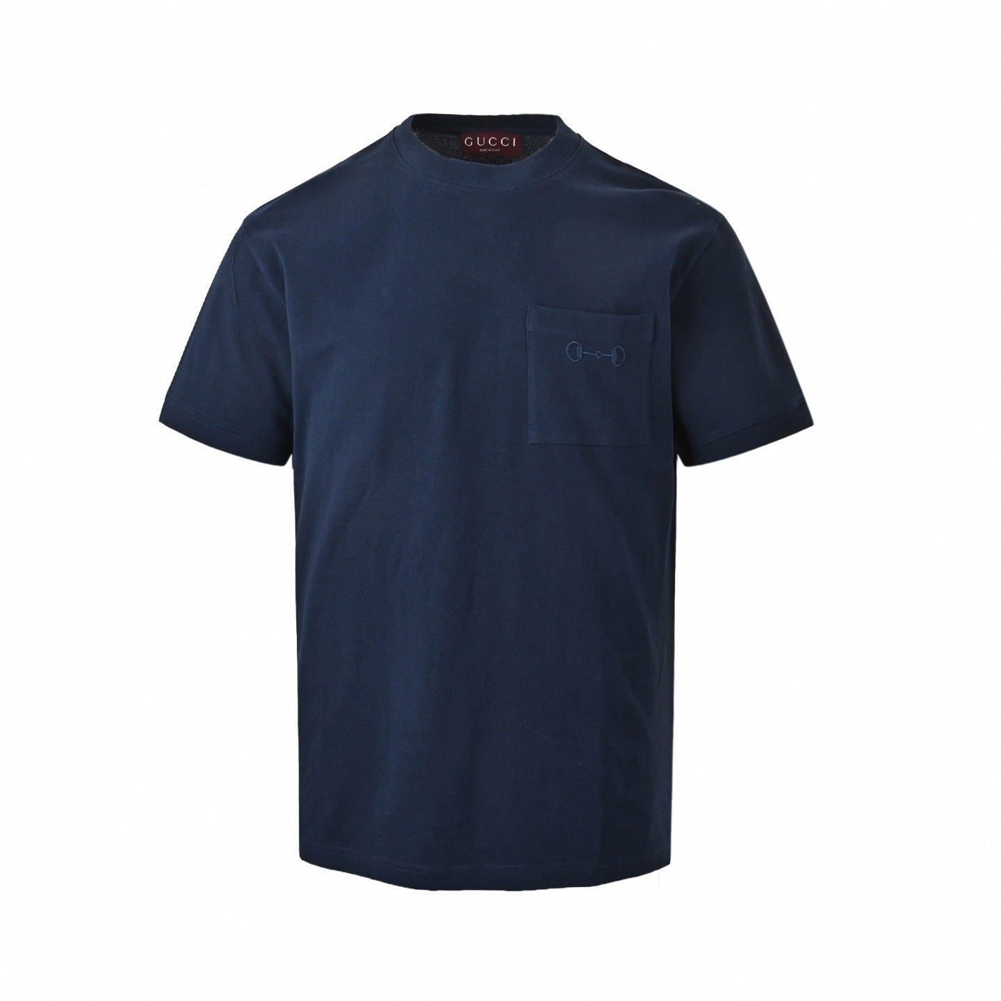 Minimalist Horsebit Embroidered Tee - Navy Blue