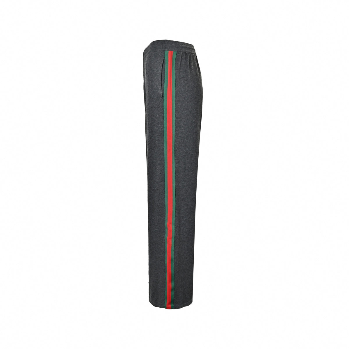 Web Stripe Wool Wide-Leg Track Pants in Charcoal Grey