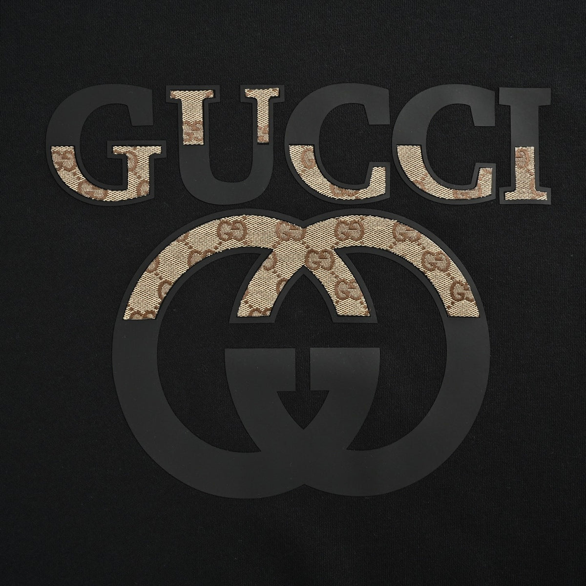 Interlocking G & GG Canvas Logo Appliqué Crewneck Sweatshirt in Black