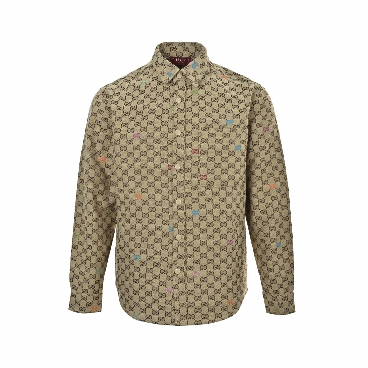 Colorful GG Embroidery Canvas Jacquard Overshirt | Beige