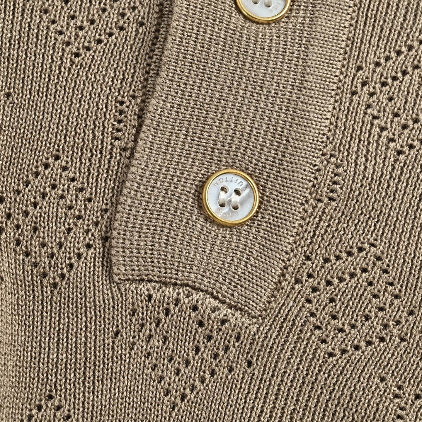 Pointelle Monogram Knit Polo | Taupe