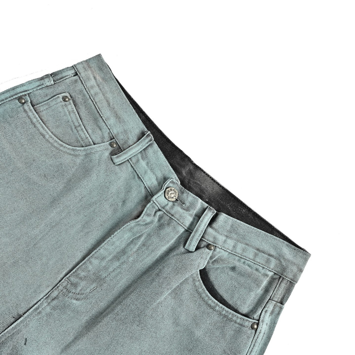 Embroidered Monogram Gradient Jeans - Light Blue/Black