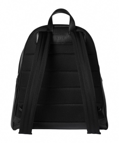 Medium GG Web Leather Backpack - Black