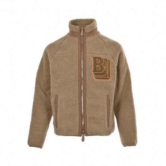 B Motif Deep Pile Fleece Jacket | Beige