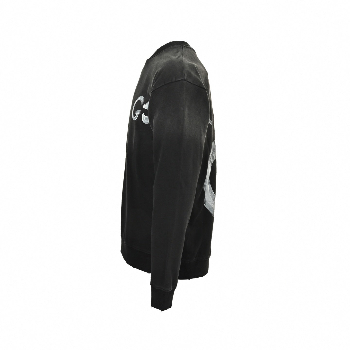 Painted Script Logo Distressed Sweatshirt | Washed Black