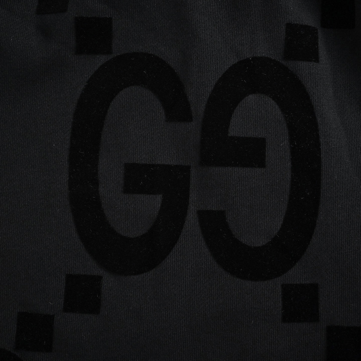 Jumbo GG Flocked Velvet Hoodie in Black